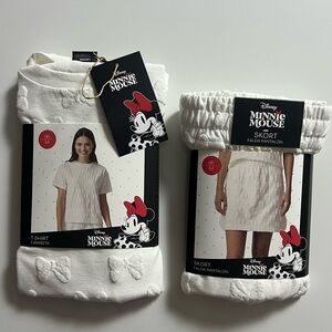 NWT Disney Minnie Mouse 2 Piece Set, White, Size M